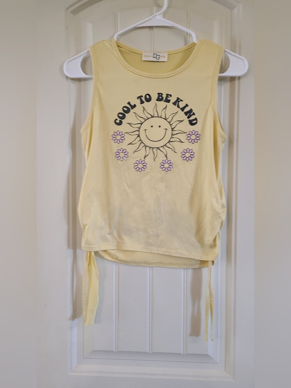 Dream Girl's Yellow 'Cool to Be Kind' Tie-Hem Tank Top Size 14